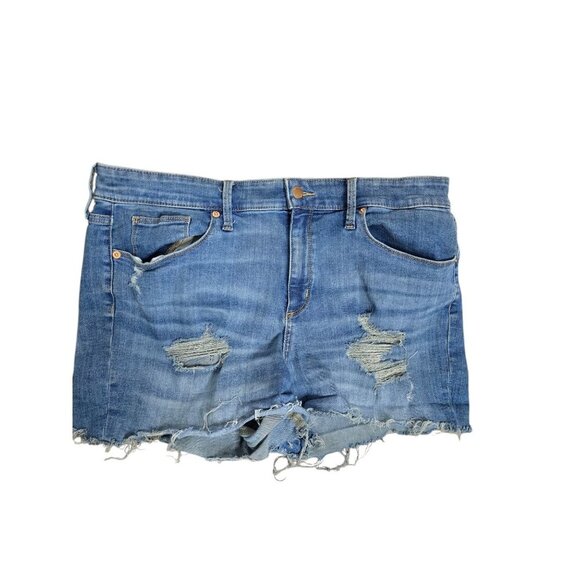 Universal Thread Blue Denim Distressed Mom Shorts 16/33 - Picture 1 of 7